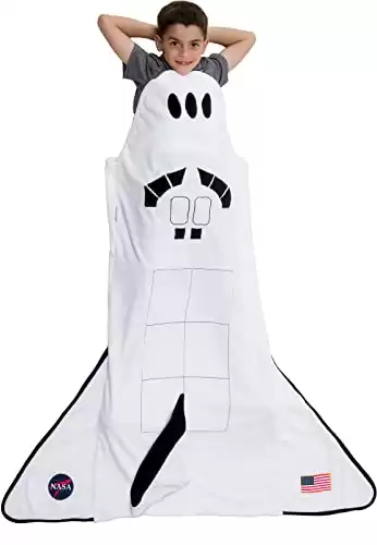 Silver Lilly Spaceship Blanket - Plush Fleece Rocket Ship Sleeping Bag Blanket for Kids