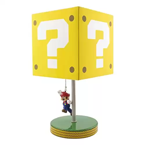 Paladone Super Mario Question Block Table Lamp with Mario Chain Pull - Officially Licensed Nintendo Merchandise,Yellow