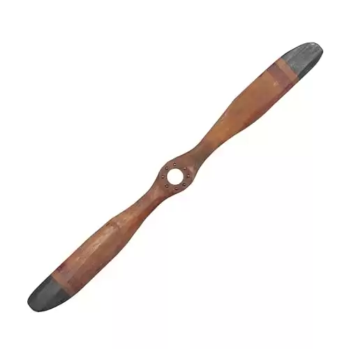 Deco 79 Wood Airplane Propeller 2 Blade Wall Decor with Aviation Detailing, 48" x 2" x 5", Brown