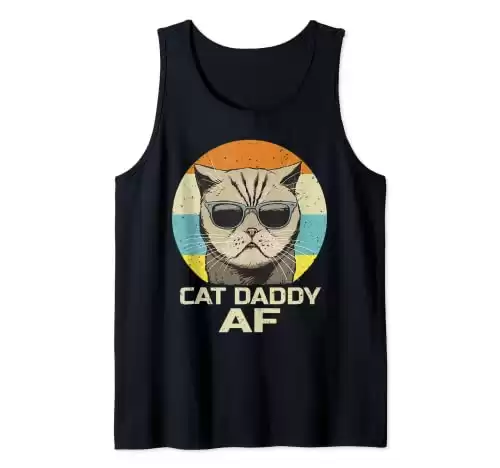 Cat Daddy AF Vintage Graphic Funny Fathers Day Cat Dad Tank Top