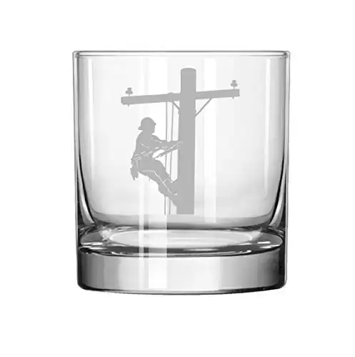 11 oz Rocks Whiskey Highball Glass Lineman Electric Pole Climber