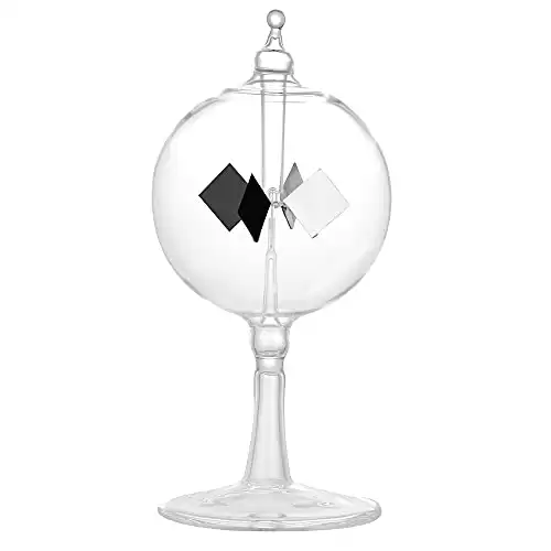 Yiluren Solar Crookes Radiometer Glass Windmill Handmade for Party Home Decoration Gift L (Transparent)