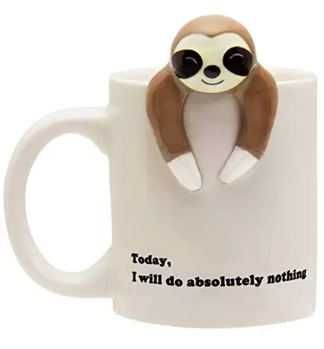 Decodyne Funny Sloth Coffee Mug - Cute Sloth Gifts For Women and Men - White Elephant Gifts for Women Funny Office Gifts
