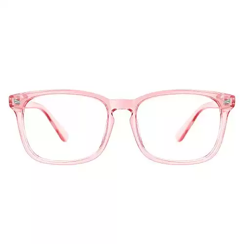 TIJN Blue Light Blocking Glasses for Women Men Clear Frame Square Nerd Eyeglasses Anti Blue Ray Computer Screen Glasses