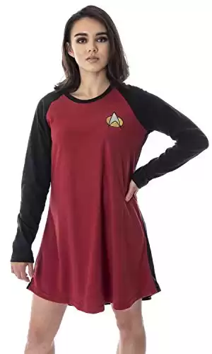 INTIMO Star Trek The Next Generation Women's Juniors Picard Raglan Nightgown Sleep Shirt Pajama Top (MD)
