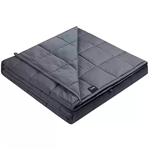 ZonLi Weighted Blanket (60''x80'', 20lbs, Queen Size Dark Grey) for Adults and Kids, High Breathability Heavy Blanket, Soft Material with Premium Glass Beads