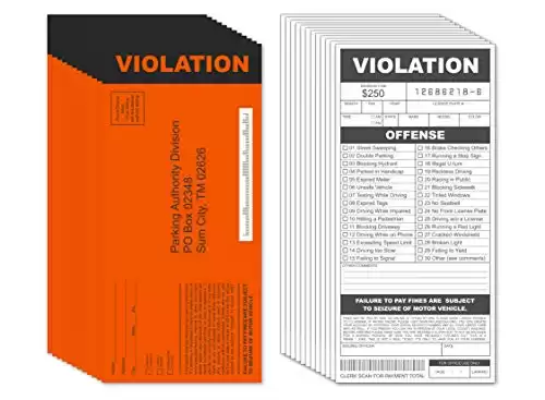 Fake Parking Tickets Prank - Qty 25, Joke Violation Parking, Funny Gag Pretend Police Traffic and Safety Car Citations, Kid Friendly