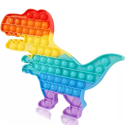 Jumbo Pop Giant Fidget Pops Toys for Boys Kids Teens Adults ,Huge Large Mega Big Press Sensory Austim Anxiety ADHD Stress Relief Game Prizes Pinata Stuffer Dinosaur Toy Dino Rainbow