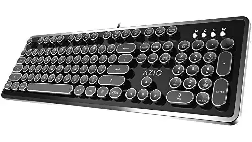 Azio Retro - Wired USB Mechanical Keyboard in Black and Chrome for PC (Blue Switch) (MK-RETRO-01)