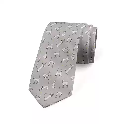 Ambesonne Necktie, Cat Kitten Animal, 3.7", Pale Grey