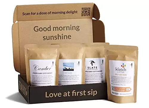 Bean Box Gourmet Coffee Sampler | Specialty Coffee Gift Basket | Coffee Gift Set | Coffee Gifts for Women and Men | Birthday Gifts for Her | Care Package | Whole Bean Coffee | 4 Piece Variety Set