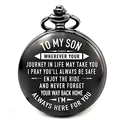 Son Gifts for Christmas Birthday Wedding Graduation, to My Son Memorial Pocket Watch from Mom Dad