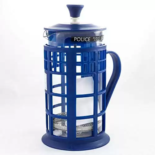 Seven20 Doctor Who 34oz Tardis French Press | Glass Carafe | Plunger | Filter