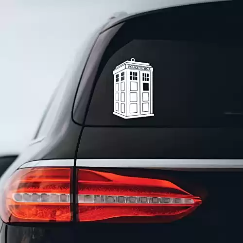 Police Box Sticker Decal Notebook Car Laptop 5" x 8" (White)