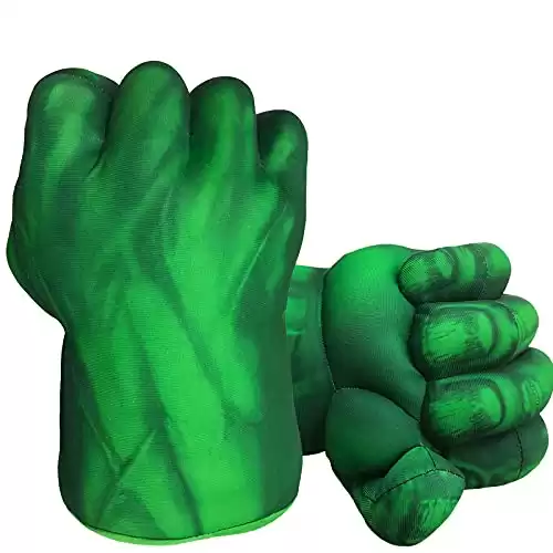 Superhero Hands Gloves Superhero Toy Fists Kids Soft Plush Superhero Costume Accessories Superhero Costumes Gloves Cosplay for Boy Girl Christmas Halloween Birthday Gift (1 Pair) Green