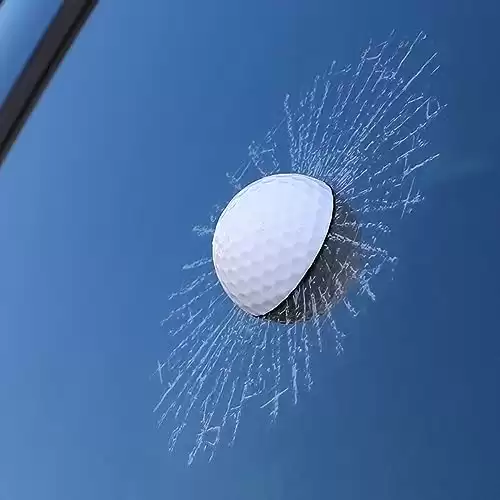 3D Prank Golf Ball Broken Glass Sticker