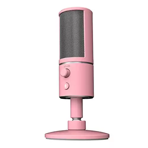 Razer Seiren X USB Streaming Microphone: Professional Grade - Built-in Shock Mount - Supercardiod Pick-Up Pattern - Anodized Aluminum - Quartz Pink