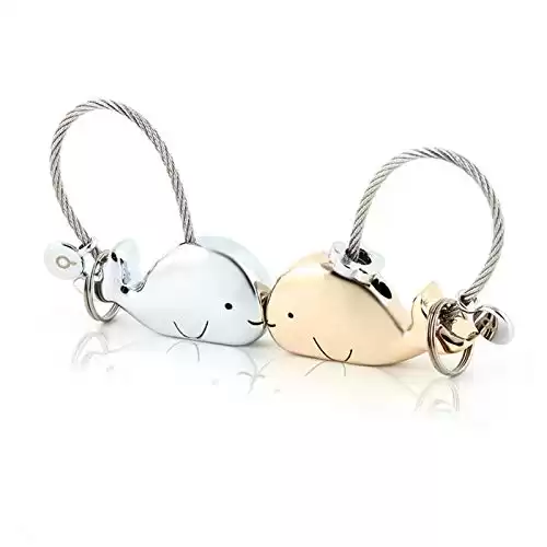 MILESI Sweet Kissing Whale Couples Keychains Birthday Present Valentine‘s Gift Anniversary for him and her
