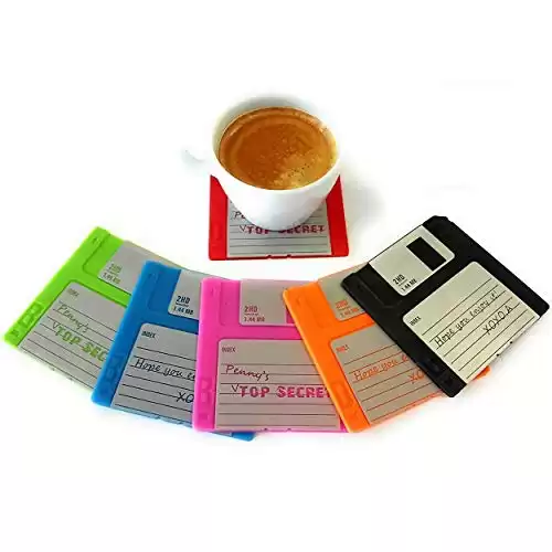 Floppy Disk Coaster Video Game Memorabilia Nerd Office Set of 6 Floppy Disk Decor Computer Geek Gifts Gifts for Geeks and Nerds Cool Office Gadgets Nerdy Gifts for Men Programmer Mug Party Coasters