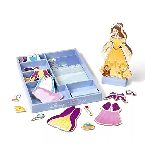 Melissa & Doug Disney Belle Magnetic Dress-Up Wooden Doll Pretend Play Set (30+ pcs)