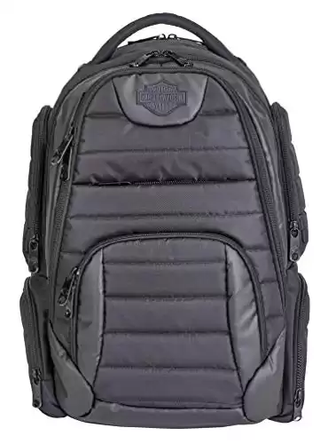 Harley-Davidson Bar & Shield Quilted Backpack - Organized & Padded, Black 99319