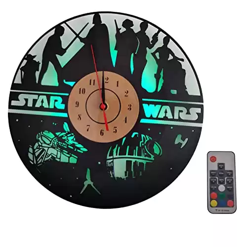 LED Wall Clock, LED Vinyl Record Wall Clocks 7 Color Changing Design Wall Decor Valentines Best Gift with Remote for Men