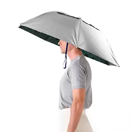Luwint 36'' Diameter Elastic Fishing Gardening Folding Umbrella Hat Headwear (Upgraded Silver)