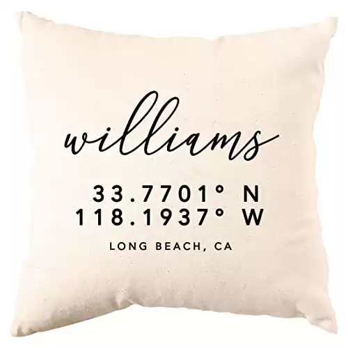 Andaz Press Personalized Coordinates Decorative Throw Pillow Covers Pillowcase Cover Gift for Wedding Couple Anniversary Housewarming Farmhouse Neutral Home Decor Living Room Bedroom 18"x18"...