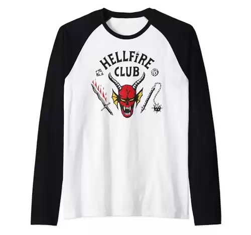 Stranger Things 4 Hellfire Club Logo Raglan Baseball Tee