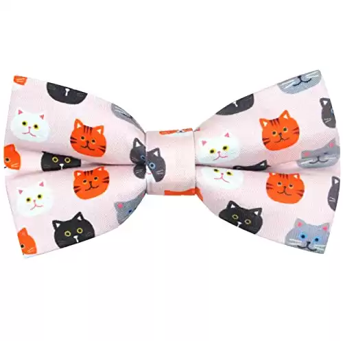 OCIA Cute Pattern Pre-tied Bow Tie Adjustable Bowties for Adult & Children (Catfaces)