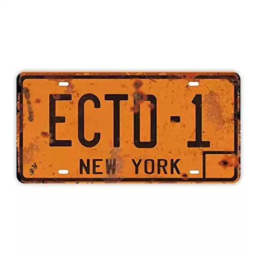 ECTO 1 License Plate Memorabilia, Embossed Replica, Movie Prop Metal Stamped Vanity Number Tag, 12x6 inch (ECTO-1)