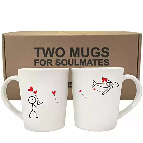 BoldLoft No Matter The Miles His and Hers Coffee Mugs- Long Distance Relationships Gifts, Long Distance Mugs, LDR Gifts for Army Girlfriend, Military Wife, Army Wife Gifts, Thinking of You Gifts