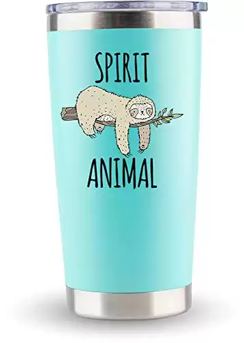 KLUBI Sloth Gifts for Women- Spirit Animal Travel Coffee Tumbler/Mug 20oz - Funny Idea for Sloth Lover, Stuff, Men, Decor