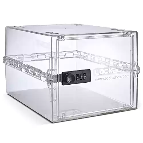 Lockabox One™ | Compact and Hygienic Lockable Storage Box for Food, Medicines, Tech and Home Safety | One Size 12 x 8 x 6.6 inches externally (Crystal)