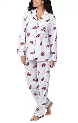 PajamaGram PJs For Women - Sloth Pajamas For Women, White Sloth, MD