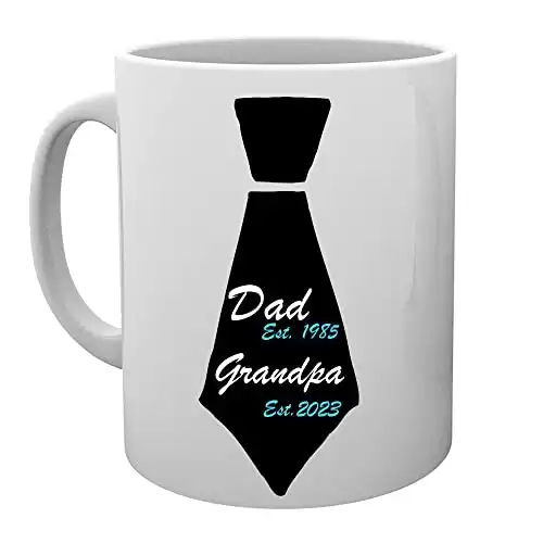 The Trendy Turtle Personalized Dad Mug - Neck Tie Tea Cup - Father's Day Birthday Grandparent's Day Keepsake Gift - 11 Ounce