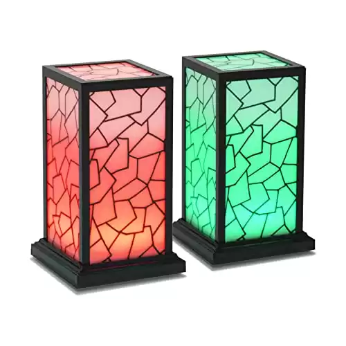 Friendship Lamp® Classic Design - Handmade in USA Wi-Fi Touch Lamp LED Light for Long-Distance, Connection, Relationship, Friendship, Gift, Over 200 Colors, App Setup - Set of 2