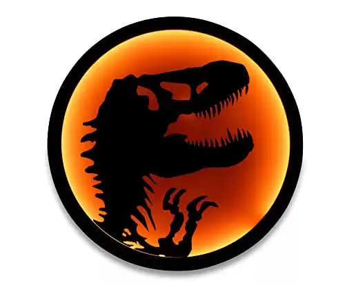 Jurassic Park T-Rex Logo LED Wall Light Sign | Ready To Hang Wall Decor Artwork, Trendy Living Room Essentials, Home Decor Accent | Dinosaur Toys, Gifts And Collectibles | 12 Inches Tall