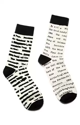 Out of Print Unisex Banned Books Socks Small White