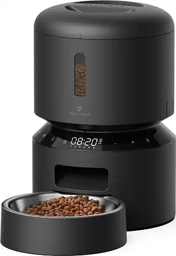 PETLIBRO Automatic Cat Food Dispenser, Automatic Cat Feeder with Freshness Preservation, Timed Cat Feeders for Dry Food, Up to 50 Portions 6 Meals Per Day, Granary Pet Feeder for Cats/Dogs,Black