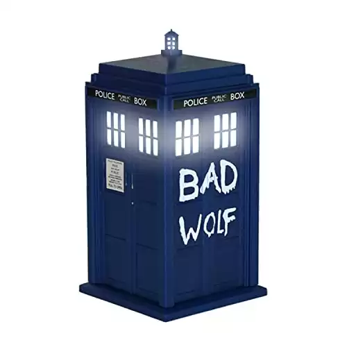 FAMETEK Doctor Who Bad Wolf Tardis Wireless Bluetooth Speaker Plays Music, Lights Up, Accurate Sounds Effects |Gifts for Men or Women - Best Gifts Birthday Collectibles for Doctor Who
