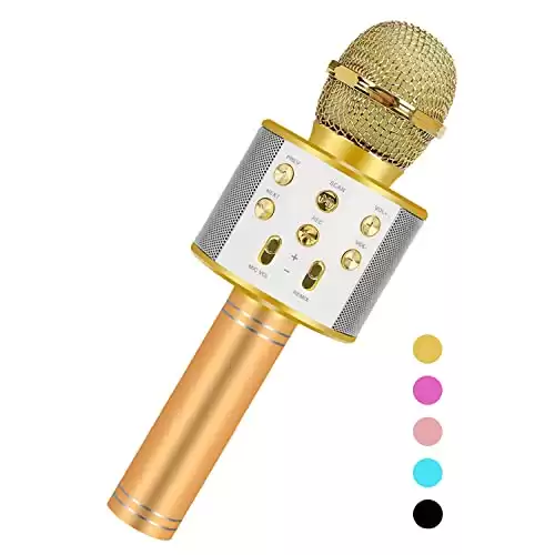Niskite Birthday Gifts for 3-15 Year Old Girls,Karaoke Microphone for Kids Age 7 8 9 10 11,Popular Toys for 4-15 Year Old Boys Girls Gold