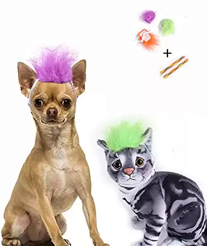 OCSOSO Cat Wig (3 Pack) Adjustable Elastic Chin Band Strap Dog Cat Wig Accessories for Pet Wig Dress Up Soft Funny Pet Halloween Headdresses Reusable Prop