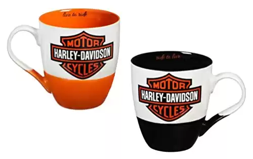 Harley-Davidson Two Ceramic Cups O'Java Gift Set, 18 oz. Black & Orange 3MCF4900