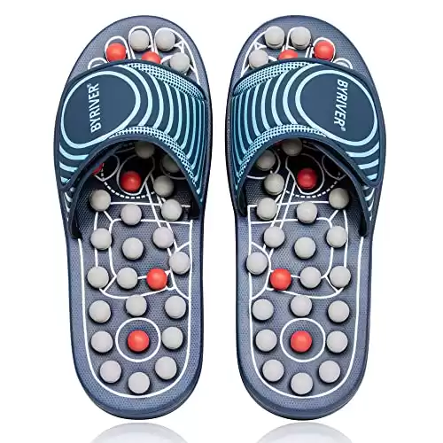 BYRIVER Lower Back Pain Relief Massager Device Product, Spiky Ball Roller Foot Massage Slippers Sandals Shoes, Healthcare Relaxation Gift for mom dad（05XS