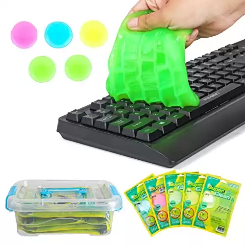 Keyboard Cleaning Gel 5 Packs+Storage Box:BEDEE Universal Remove Dust Cleaning Gel Car Air Vent Interior Detailing Clean Putty for Home Office Crumbs Electronics Cleaning Gool mud,400 G Upgraded