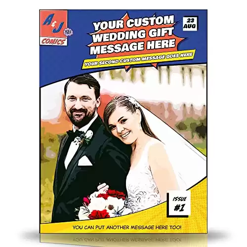 Personalised Wedding Gift For Him - Customized Wedding Gift For Husband / Couple - Custom Comic Book Cover Poster Print of Your Favourite Comicified Photo and Messages (Wedding Gift Ideas for Him Fram...