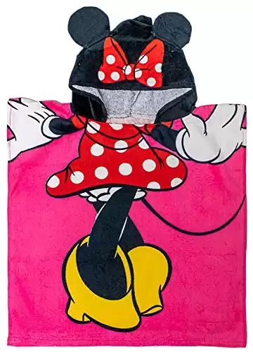 Jay Franco Disney Minnie Mouse Kids Bath/Pool/Beach Hooded Poncho - Super Soft & Absorbent Cotton Towel, Measures 22 x 22 Inches
