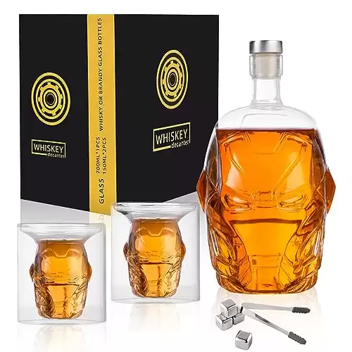 APRONA Whiskey Decanter Set 750ml With 2 Glasses, Perfect for Liquor, Scotch, Bourbon, Brandy, Vodka, Cocktail, Personalized Bar Makes a Christmas Gift Men & Women, Transparent