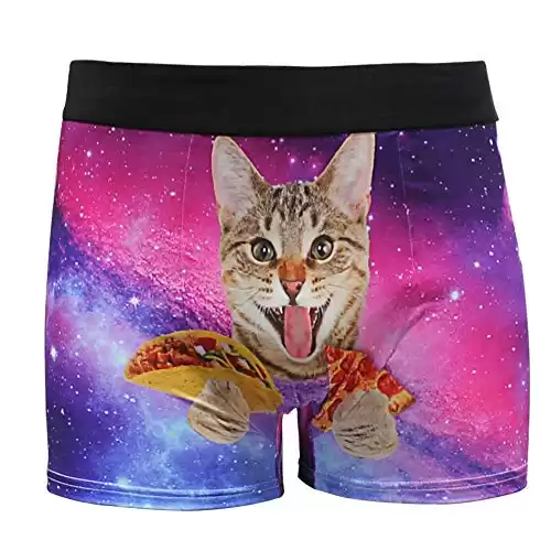ALAZA Men Underwear Funny Boxer Briefs Pizza Cat Print Soft Boxer Briefs Cute Underwear Large